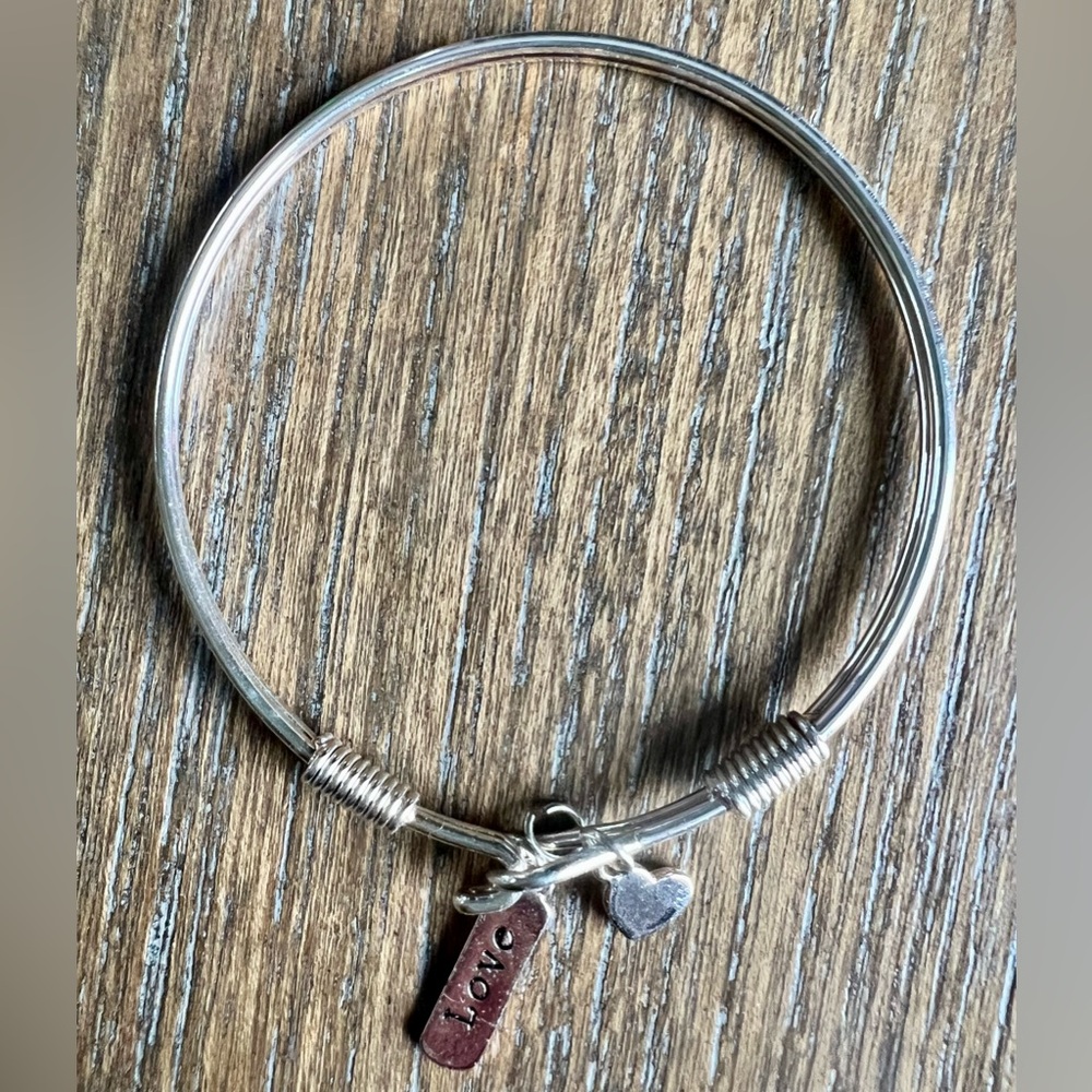 Silver Charm Love Bangle Bracelet